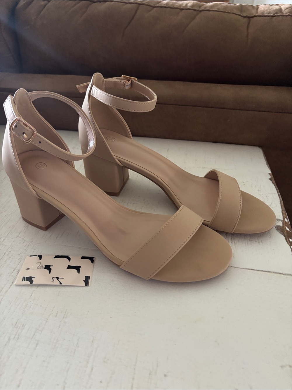 NWNT MySoft Women's Nude Ankle-Strap Block Heel Sandals